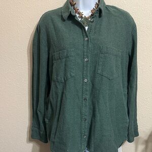 Madewell Forest Green Wool Blend Shirt Shacket.with side pockets